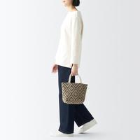 無印良品 MUJI 印度手工织小型托特包 绿色
