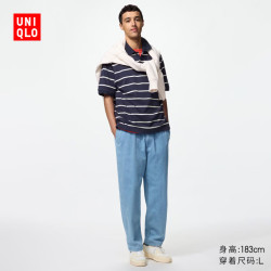 优衣库 481569 弹力棉混纺 粉蓝色 3XL 九分裤