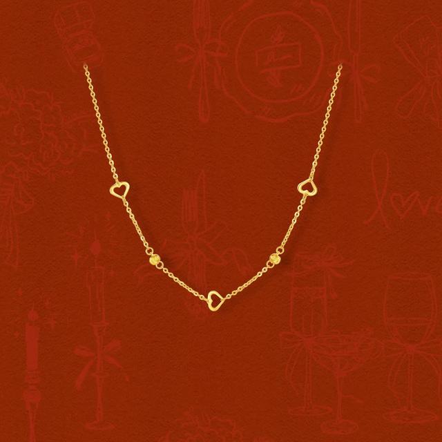 周六福 倾心黄金项链女足金吊坠生日礼物计价A0573405 约2.86g 40+5cm