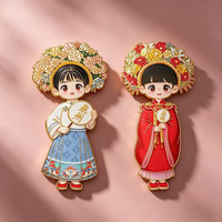 赋闲 泉州金属冰箱贴簪花姑娘磁吸贴开元寺西街文创旅游纪念品伴手礼物 簪花姑娘冰箱贴-蓝色1个