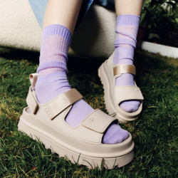 UGG 【拉长腿型】舒适炫金厚底露趾魔术贴休闲女凉鞋1152685