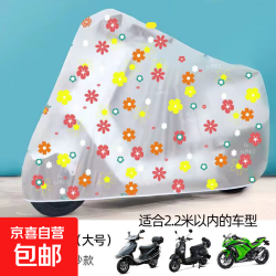电瓶车防雨罩电动车摩托车防尘车衣罩磨砂车罩透明印花防雪遮盖布 花花款大号
