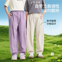 安奈儿 童装男女童夏款舒爽抗造耐磨纯真净色运动长裤 黑色 160