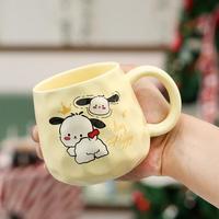 欧因 可爱小狗陶瓷马克杯家用水杯大容量带盖勺陶瓷杯伴手礼盒装 撅屁股/单杯（普通包装） 约400ml