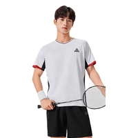 匹克 羽毛球服 男款V领短袖T恤 大白 XL