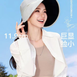 MISSWISS 渔夫帽女丝绒黑胶防晒帽户外防紫外线遮阳帽