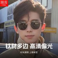潮库 超轻商务感光变色近视镜+1.56偏光镜片