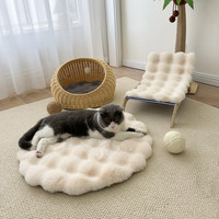 泰格宠物 宠物垫子四季通用猫咪趴趴垫猫窝狗窝睡垫毯子圆形兔毛泡泡绒垫子 白色—泡泡绒防滑 直径50cm