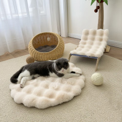 泰格宠物 宠物垫子四季通用猫咪趴趴垫猫窝狗窝睡垫毯子圆形兔毛泡泡绒垫子 白色—泡泡绒防滑 直径50cm
