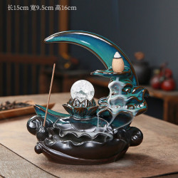 艾格辰 蓝色荷塘月色倒流香炉