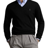 RALPH LAUREN Washable Wool V Neck Sweater