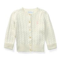RALPH LAUREN Baby Girls Cable Knit Cotton Cardigan