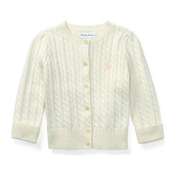 RALPH LAUREN Baby Girls Cable Knit Cotton Cardigan