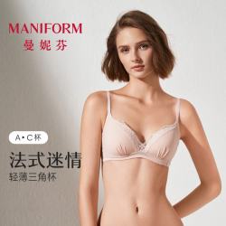 曼妮芬 女士蕾丝三角杯文胸胸罩 无钢圈