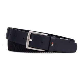 TOMMY HILFIGER 【七夕礼物】男装双面用皮革拼接弹力编织腰带皮带
