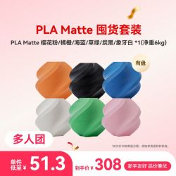 Bambu Lab 3D打印耗材PLA Matte 有盘囤货套装六件套--净重6kg