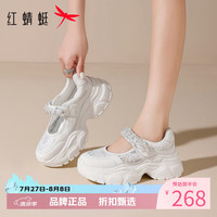 红蜻蜓 女鞋魔术贴玛丽珍鞋 轻便透气网面鞋厚底增高百搭女士休闲运动鞋