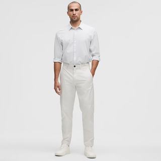 lululemon New Venture 男士修身速干长袖衬衫 杂色淀粉蓝白条纹 2XL