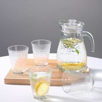 易思迪 简约冷水壶家用大容量泡茶壶果汁水具套装玻璃喝水杯 竖纹水具套装（1壶4杯）