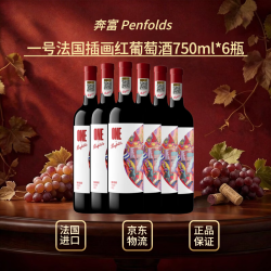奔富 一号 法国插画红葡萄酒 750ml*6瓶