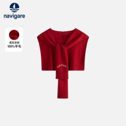 navigare 意大利小帆船红色纯羊毛针织披肩围巾