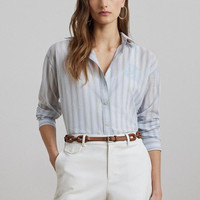RALPH LAUREN 条纹棉质 voile 女士衬衫