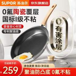 苏泊尔 平底锅不粘陶瓷煎锅聚油电磁炉通用煎蛋锅牛排煎锅国标一级不粘锅 适用3-5人 28cm