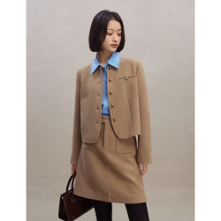 自巧 小个子复古小香风短款半裙女冬季新款a字裙