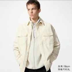 优衣库 灯芯绒工装衬衫优衣库男装女装长袖衬衣休闲复古480295