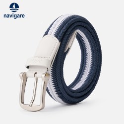 navigare 意大利小帆船男士真皮针扣腰带编织皮带