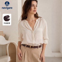 navigare 小帆船棕色高档复古真皮腰带女皮带