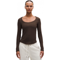 lululemon Hold Tight 女士紧身剪裁低圆领长袖T恤 胡桃棕 L/10