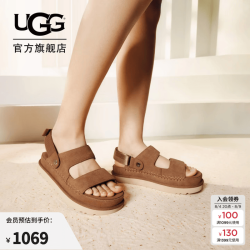 UGG 夏季新款女士时尚舒适炫金系列厚底露趾魔术贴休闲凉鞋1167399