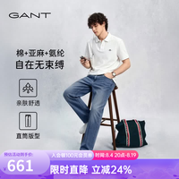 GANT 26年春夏男士五袋牛仔裤棉麻直筒经典百搭裤子 430-牛仔蓝 87