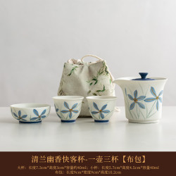 手绘兰花便携茶具套装