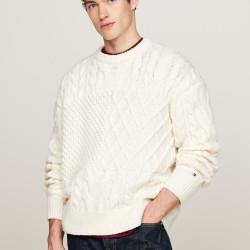 TOMMY HILFIGER 男士针织衫 Cable Knit Flag Sleeve Sweater