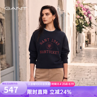 GANT 秋季新款女士纯棉圆领卫衣学院风宽松上衣 433-藏蓝色 M