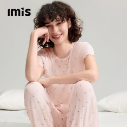 爱美丽 香氛睡眠衣莱赛尔天丝短袖长裤家居服套装