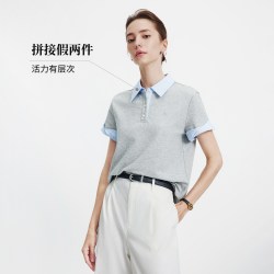 navigare 小帆船灰色休闲短袖POLO衫t恤女