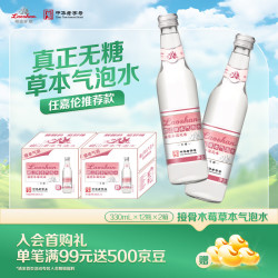 崂山矿泉 崂山接骨木莓草本气泡水330ml*12瓶2箱装