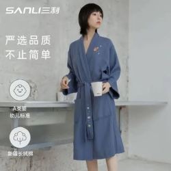 SANLI 新疆长绒棉华夫格纯棉浴袍睡袍670g L码