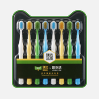 88VIP：朗利洁 成人牙刷8支礼盒装护龈洁净101孔宽薄头0.01mm刷丝