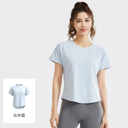 FOURDATRY 新款宽松网纱瑜伽透气T恤运动健身上衣女夏装跑