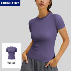 FOURDATRY 薄款运动紧身瑜伽服短袖上衣女跑步健身t恤女