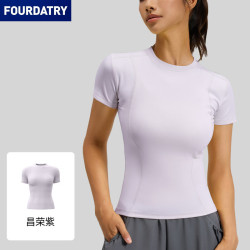 FOURDATRY 蜜桃基础健身短袖透气紧身运动上衣女跑步训练