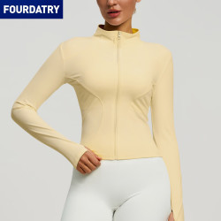 FOURDATRY 欧美瑜伽服修身裸感运动外套女透气跑步健身上