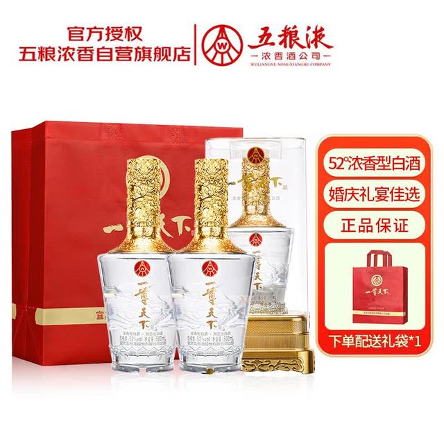 五粮液 股份一尊天下乐龙门52度浓香型白酒500ml*2瓶双瓶