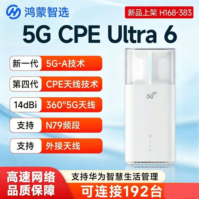 鸿蒙智选 5G CPE Ultra 6高速无线路由器 H168-383全网通 聚合5G
