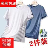 无品牌 买一送一 冰丝短袖t恤男到手价个位数