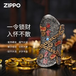 ZIPPO 重甲雕刻锁财令防风打火机